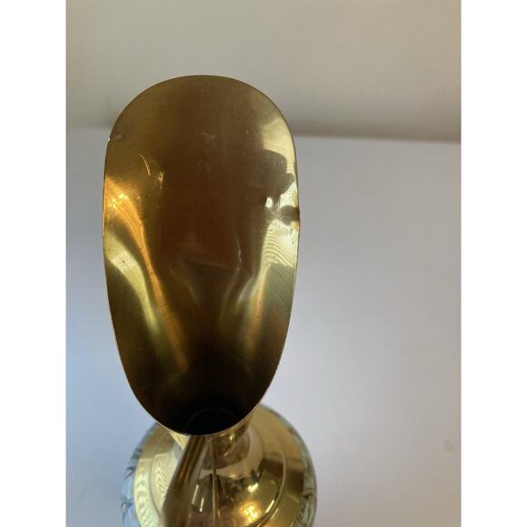 Vintage Delft Green Hand Painted Marble Style Pitcher with Brass - Picture 6 of 7